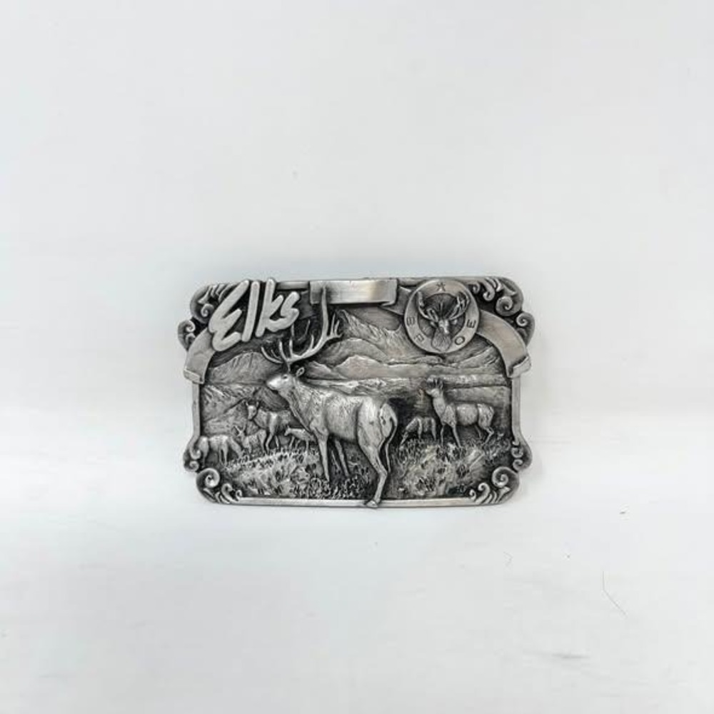 VTG Elks Club Belt Buckle BPOE #LE Great Falls Montana Lodge 80s Siskiyou 3523